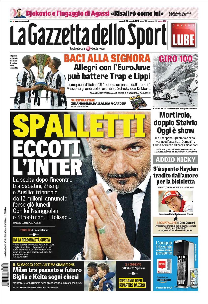 Une de la Gazzetta dello Sport