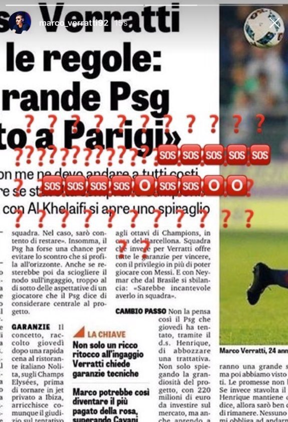 PSG : Verratti dément les propos tenus dans Gazzetta dello Sport
