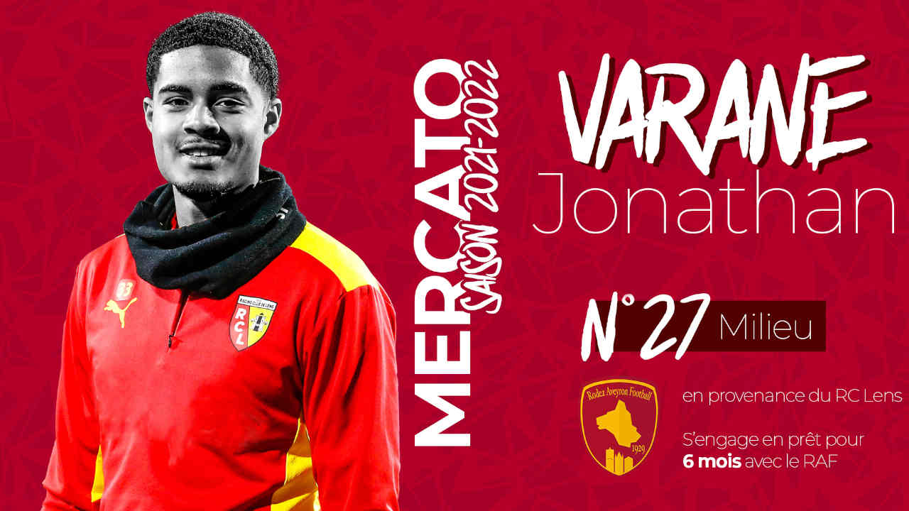 Jonathan Varane prêté à Rodez par le RC Lens