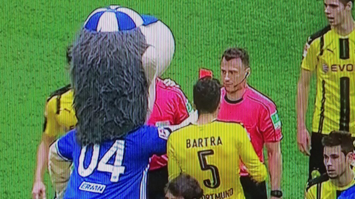 La mascotte de Schalke 04 met un carton rouge à l’arbitre