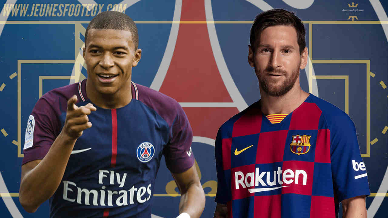 PSG-Barça : Mbappé (Paris SG), Messi (FC Barcelone).